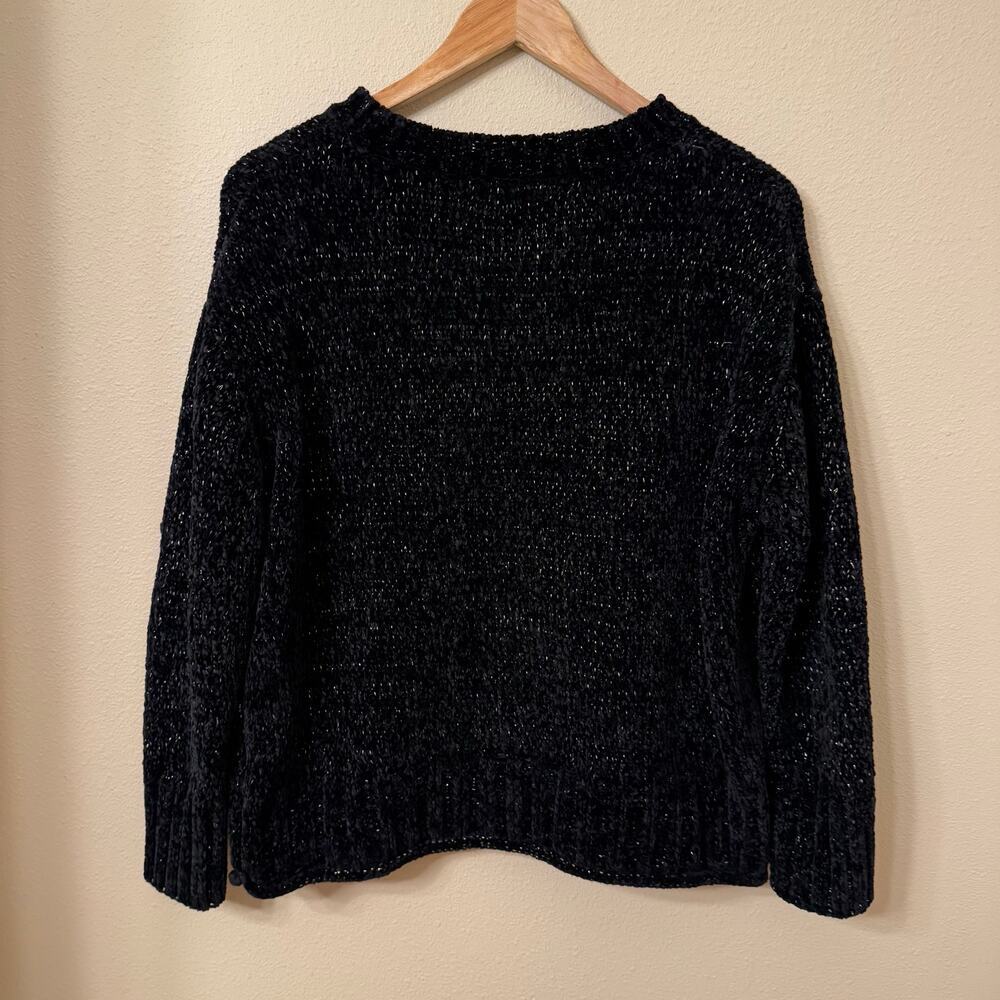 Cynthia Rowley Soft Chenille Knit Pullover Sweater Women's Sz Large Gold Black - Picture 4 of 8